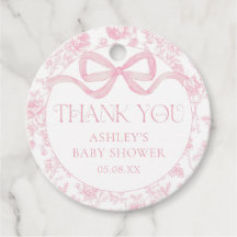 Roze strik bloemige chinoiserie baby shower favor 