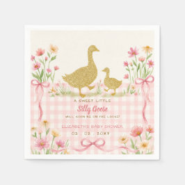 Roze Strik Bloemige Dwaze Gans Meisje Baby Shower Servet