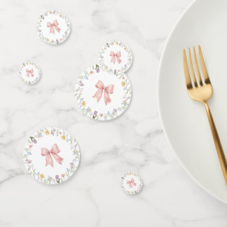 Roze Strik Bloemige Waterverf Baby Shower Confetti