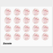 Roze strik bloemstuk hart dank je ronde sticker (Vel)