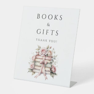 Roze Strik Boeken & Cadeaus Baby Shower Reclamebord Met Voetstuk