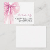 Roze strik boeken voor Baby shower Informatiekaartje (Voorkant / Achterkant)
