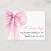 Roze strik boeken voor Baby shower Informatiekaartje (Voorkant)