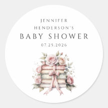 Roze Strik Boekenstapel Baby Shower