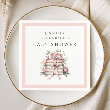 Roze Strik Boekstapel Baby Shower