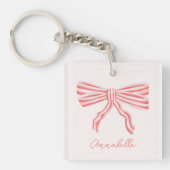 Roze Strik Boog & voornaam Sleutelhanger (Voorkant)