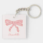 Roze Strik Boog & voornaam Sleutelhanger (Achterkant)