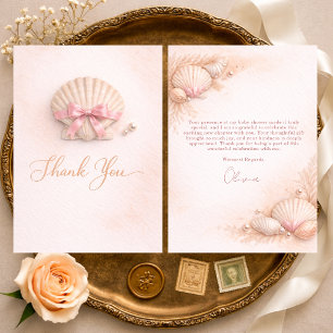 Roze Strik Boor Meisje Baby Shower  Bedankkaart