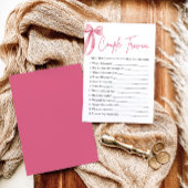 Roze Strik Bowel Koppel Trivia Bruiloft Spel Kaart