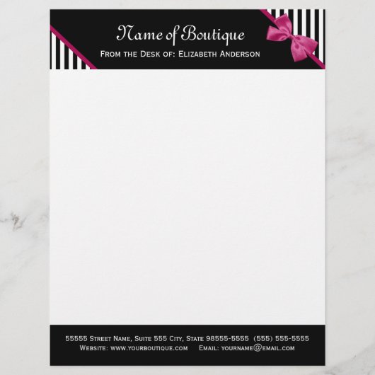 Roze Strik Briefpapier Persoonlijk Briefhoofd (Voorkant)