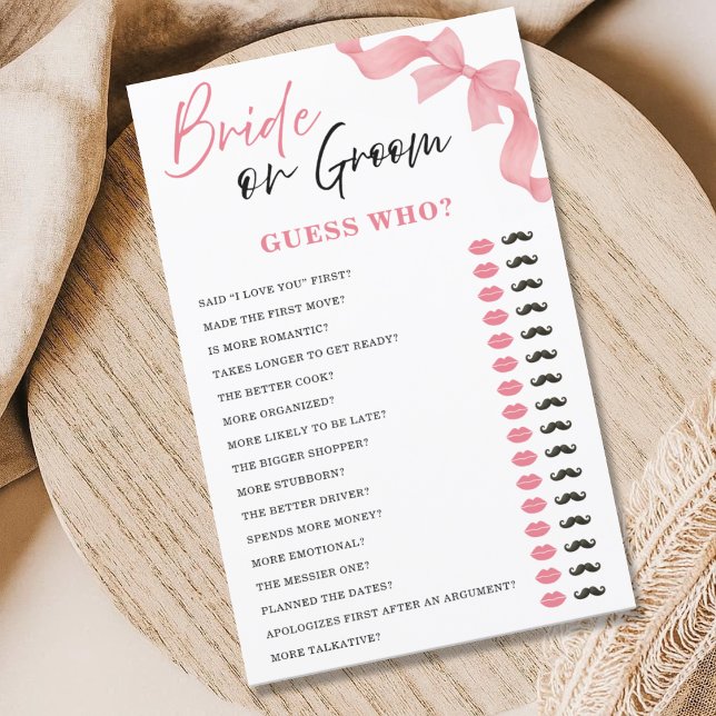 Roze Strik Bruid of Bruidegom Bruiloft Spel (Creator heeft geüpload)