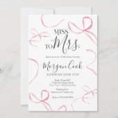 Roze strik bruids douche uitnodiging, miss aan mrs kaart (Voorkant)