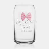 Roze strik bruidsdouche naam datum pastel stijlvol blikvorm glas (Achterkant)