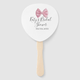 Roze strik bruidsdouche naam datum pastel stijlvol handwaaier