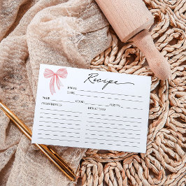 Roze Strik Bruidsdouche Receptkaart Kaart