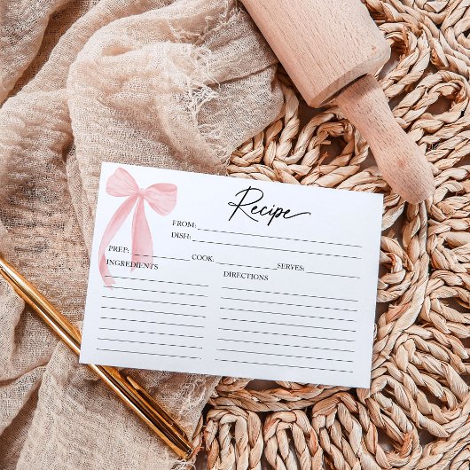 Roze Strik Bruidsdouche Receptkaart Kaart