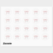 Roze Strik Bruidsdouche Ronde Sticker (Vel)