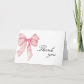 Roze Strik Bruidsfeest Bedankkaart (Voorkant)