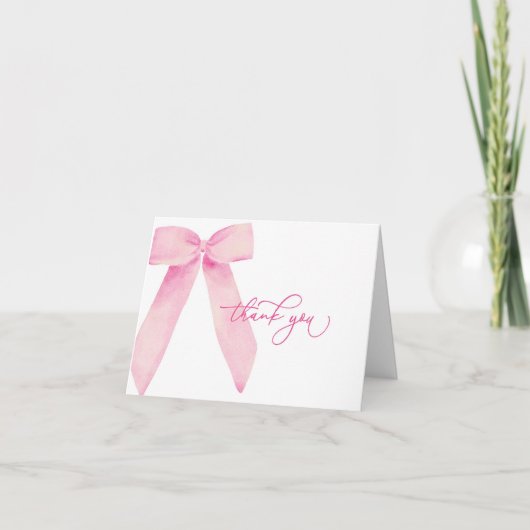 Roze Strik Bruidsfeest Bedankkaart (Voorkant)
