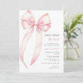 Roze Strik Bruidsfeest Kaart (Staand voorkant)