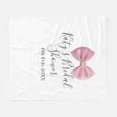 Roze strik bruidsfeest naam datum pastel stijlvol  fleece deken (Voorkant (Horizontaal))