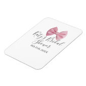 Roze strik bruidsfeest naam datum pastel stijlvol  magneet (Linkerzijde)