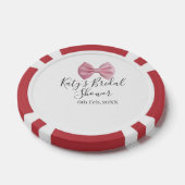 Roze strik bruidsfeest naam datum pastel stijlvol poker chips (Enkel)