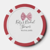 Roze strik bruidsfeest naam datum pastel stijlvol poker chips (Achterkant)
