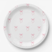 Roze Strik Bruidsfeest Papieren Bordje (Voorkant)