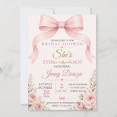 Roze Strik Bruidsfeest Uitnodiging (Voorkant)