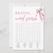 Roze Strik Bruidsfeest Woordzoekspel Kaart (Voorkant)