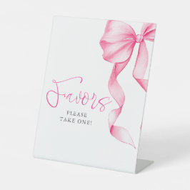 Roze Strik Bruiloft Feest Favorieten Reclamebord Met Voetstuk
