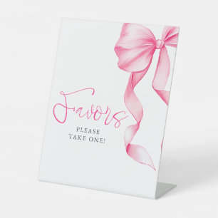 Roze Strik Bruiloft Feest Favorieten Reclamebord Met Voetstuk