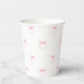 Roze Strik Bruiloft Feest Papieren Bekers (Rechts)