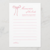 Roze Strik Bruiloft Memories van de Bruid Advieskaart (Voorkant)