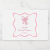 Roze Strik Bruiloft Mini Champagne Sparkling Wijnetiket (Enkel label)
