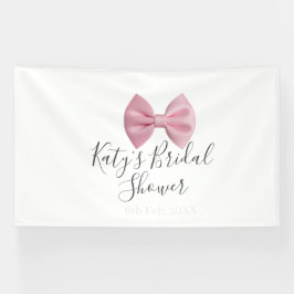 Roze strik bruiloft naam datum pastel stijlvol te spandoek