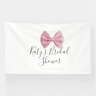 Roze strik bruiloft naam datum pastel stijlvol te spandoek