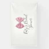 Roze strik bruiloft naam datum pastel stijlvol te spandoek (Verticaal)
