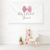 Roze strik bruiloft naam datum pastel stijlvol te spandoek (Insitu)