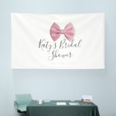 Roze strik bruiloft naam datum pastel stijlvol te spandoek (Beurs)