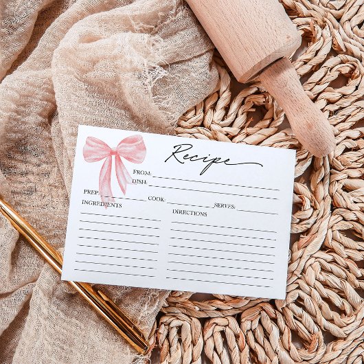 Roze Strik Bruiloftsborrel Receptkaart Kaart