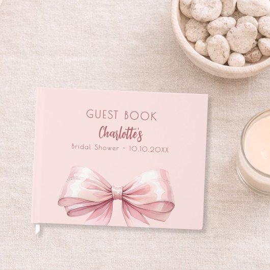 Roze strik Bruiloftsfeest Gastenboek