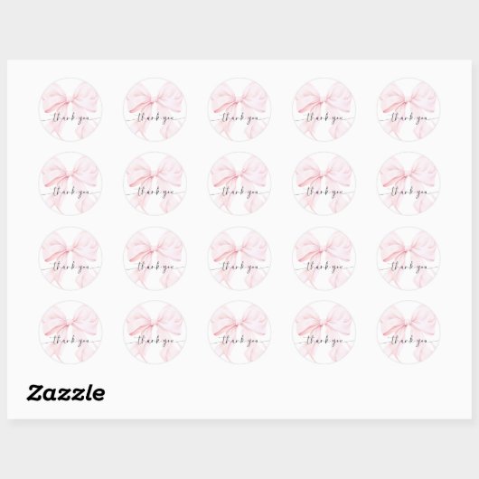 Roze Strik Bruiloftsfeest Ronde Sticker (Vel)