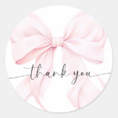 Roze Strik Bruiloftsfeest Ronde Sticker (Voorkant)