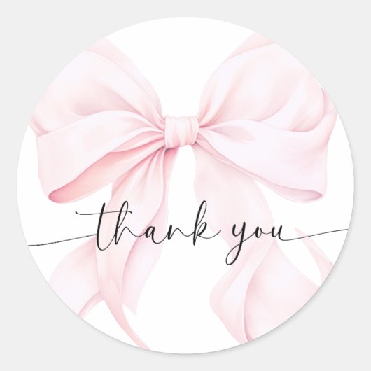 Roze Strik Bruiloftsfeest Ronde Sticker (Voorkant)