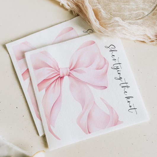 Roze Strik Bruiloftsshower Papieren Servet