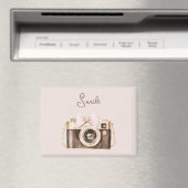 Roze Strik Bruine Camera Lach Magneet (Insitu (Vaatwasser))