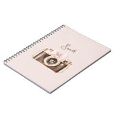 Roze Strik Bruine Camera Lach Notitieboek (Linkerzijde)