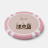 Roze Strik Bruine Camera Lach Poker Chips (Enkel)